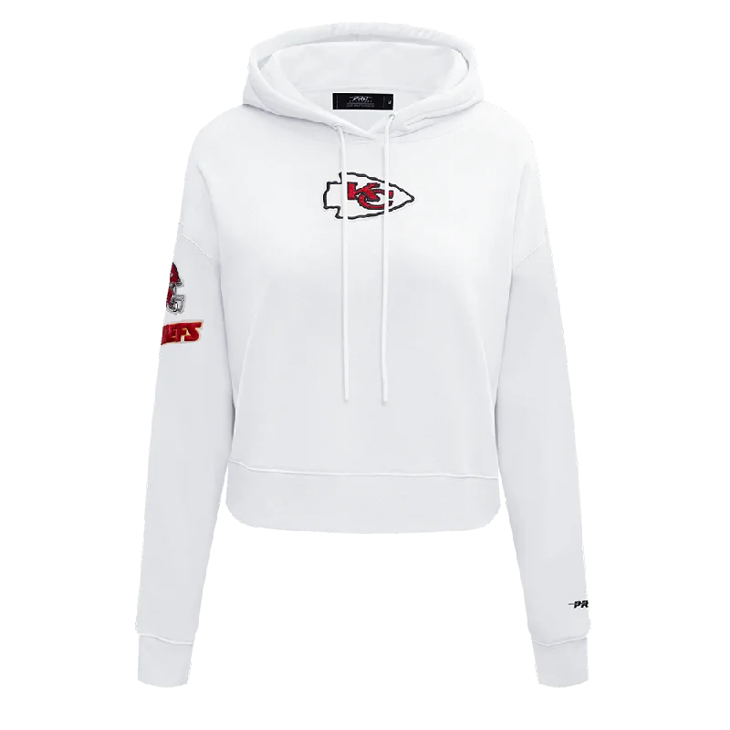 NFL KANSAS CITY CHIEFS CLASSIC WOMEN'S FLC CROPPED PO HOODIE (WHITE)