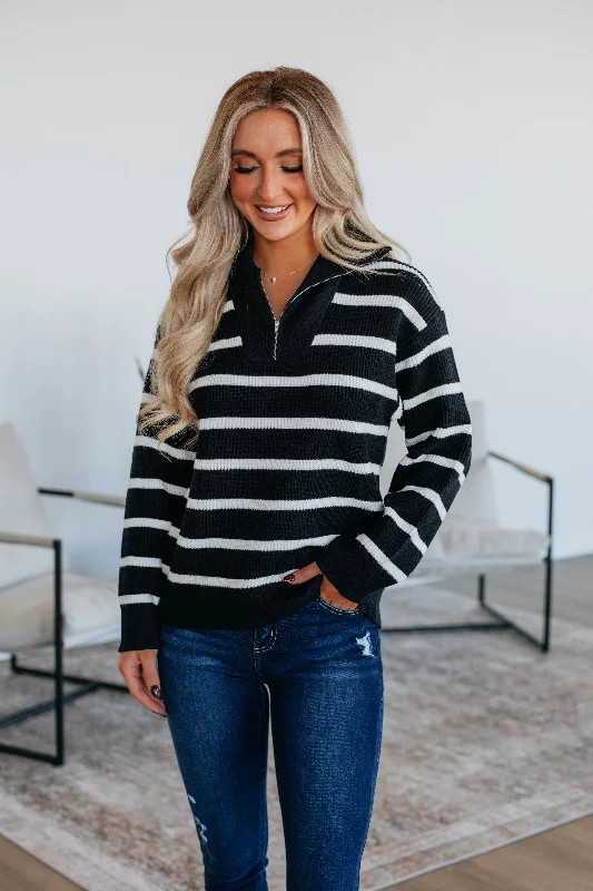 Lachlynn Striped Pullover - Black