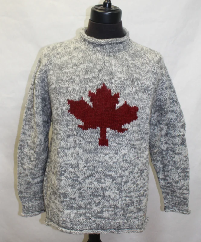 Cardinal Red Maple Leaf with Light grey