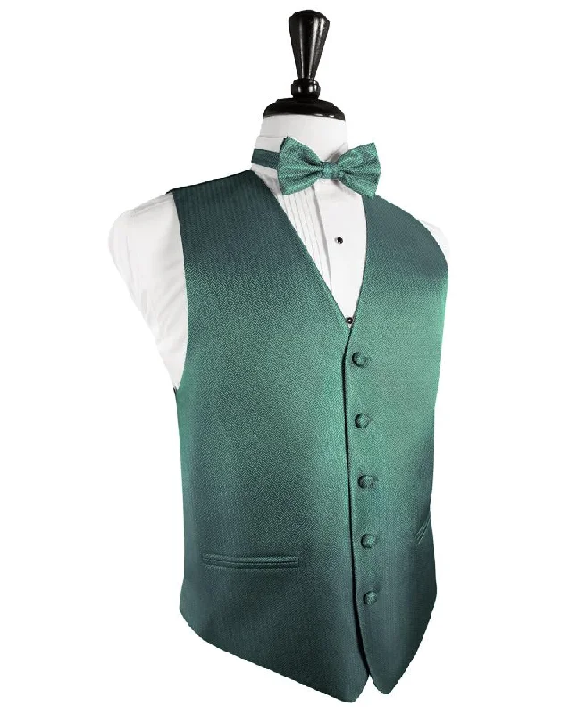 Aqua Herringbone Tuxedo Vest