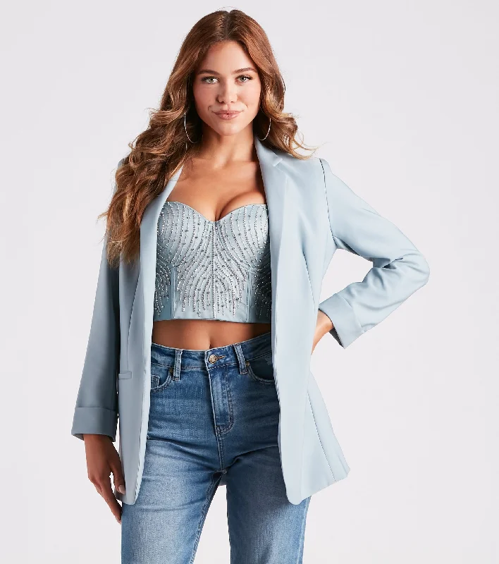 Best In Office Woven Boyfriend Blazer