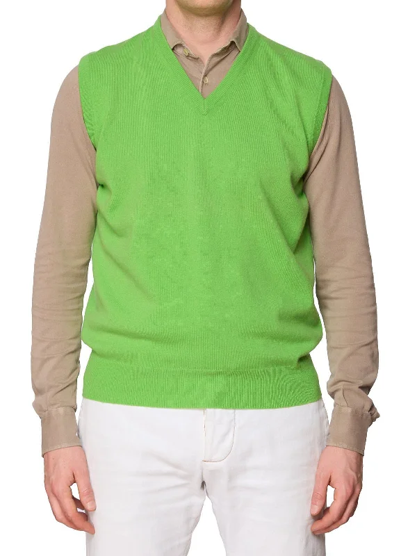 DELLA CIANA for VANNUCCI Green Cashmere Knit Sweater Vest EU 50 NEW US M