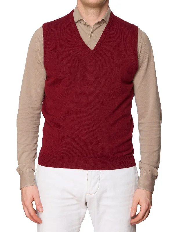 ONES Burgundy Loro Piana Cashmere Knit Sweater Vest EU 50 NEW US M