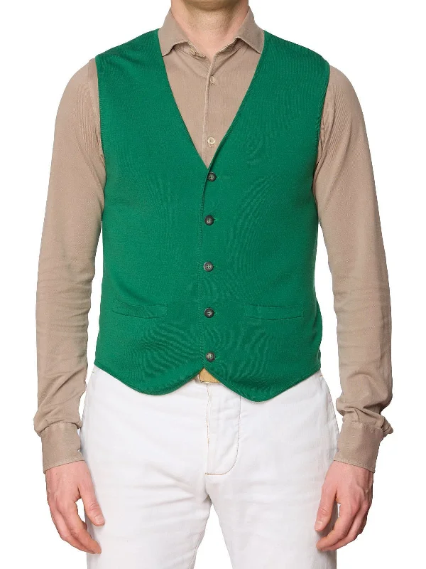 ONES Green Loro Piana Wool Knit 5 Button Vest Waistcoat EU 50 NEW US M