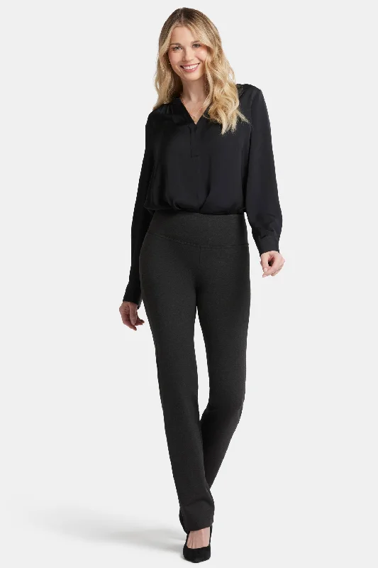 Pull-On Straight Pants In Petite - Charcoal Heathered