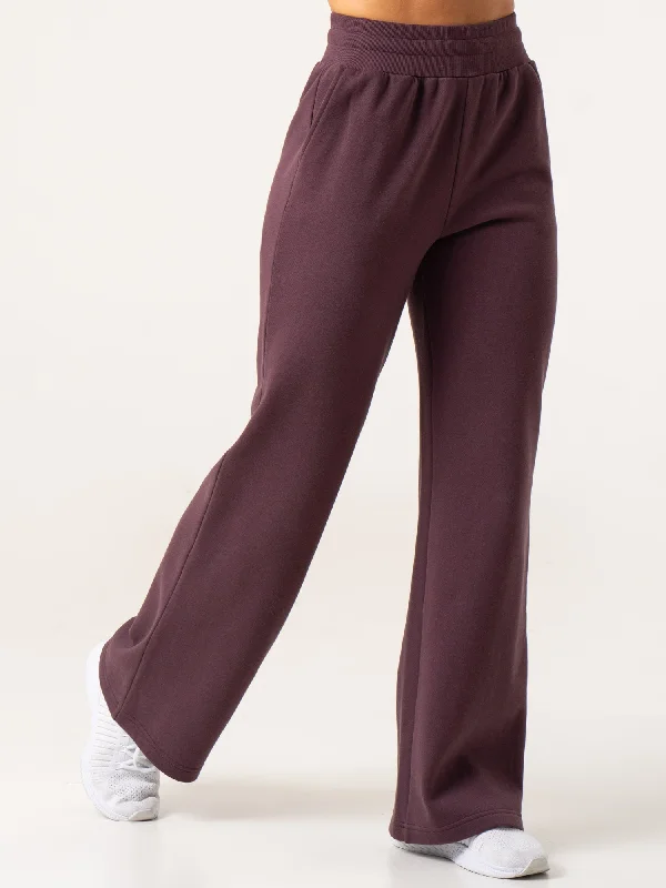 Wide Leg Track Pants - Plum