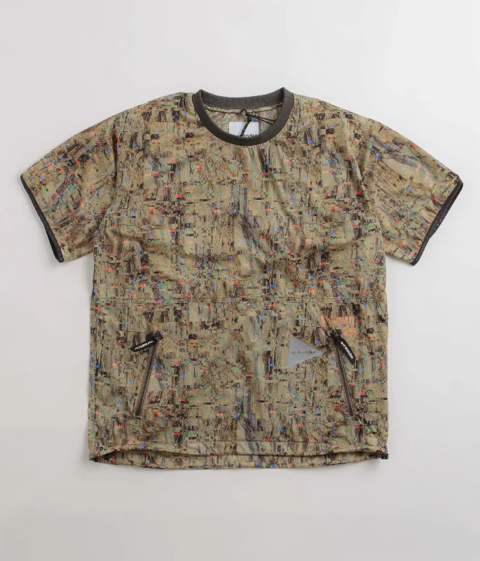 and wander Pertex Printed Wind T-Shirt - Beige