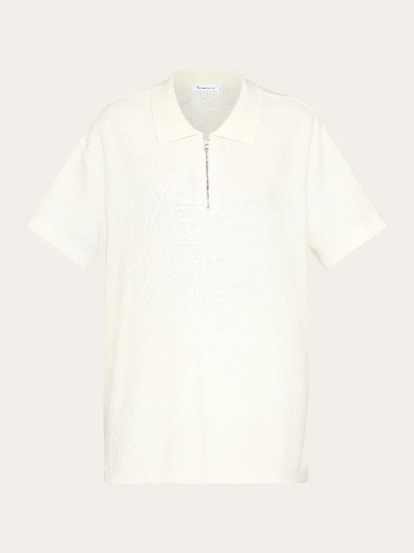 Loose short sleeve polo - GOTS/Vegan - Egret