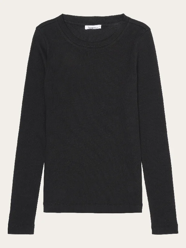 Rib Scoop neck long sleeved - Black Jet