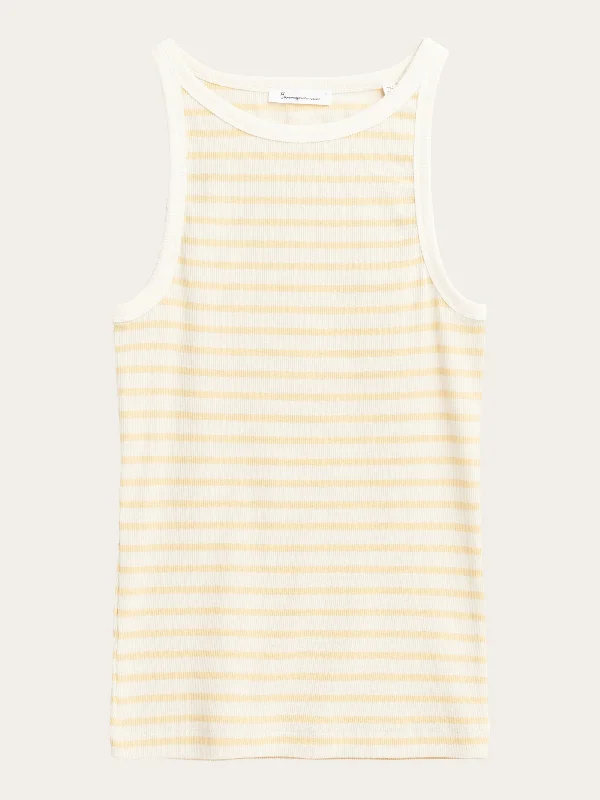 Striped racer rib top - Yellow stripe