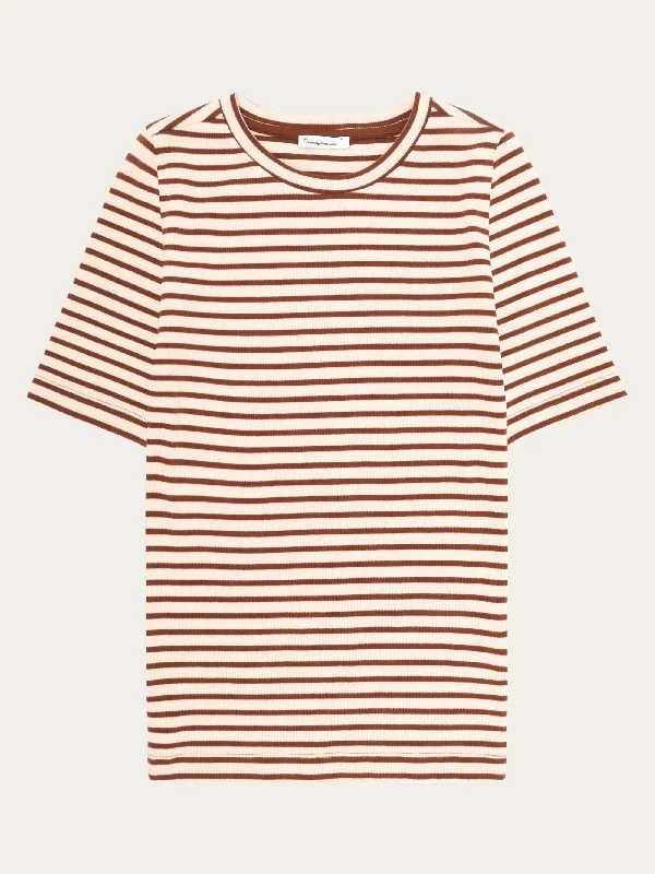 Striped rib t-shirt - Brown stripe