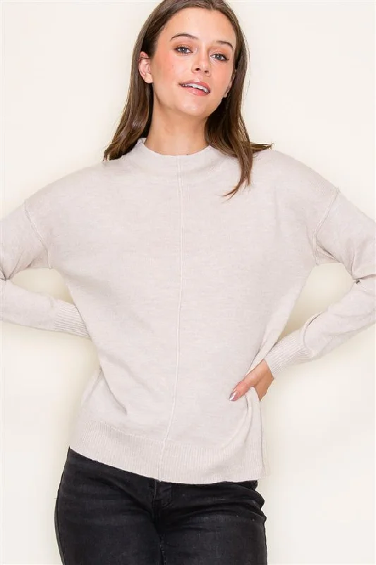 Mock Neck Center Seam Sweater