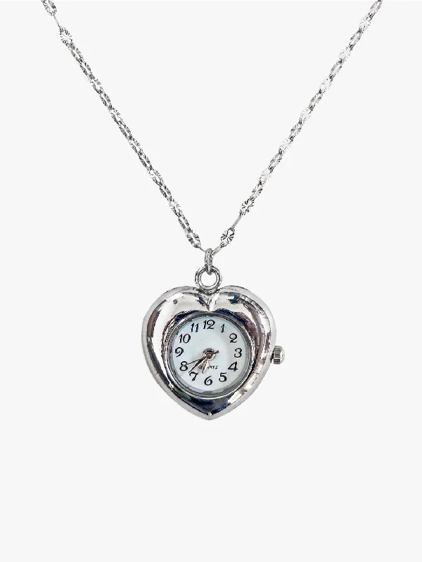 5 Min Away Watch Necklace - Silver