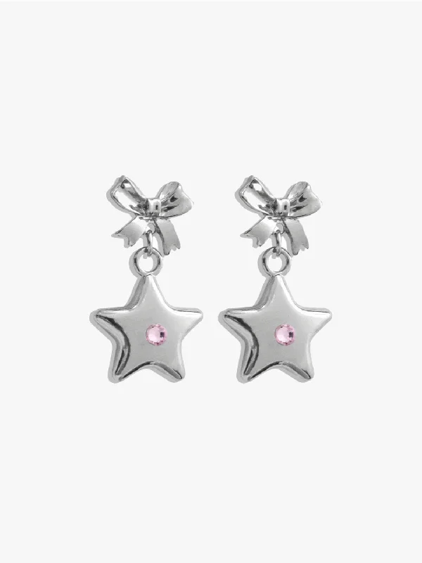 Bellatrix Pink Star Earrings - Silver