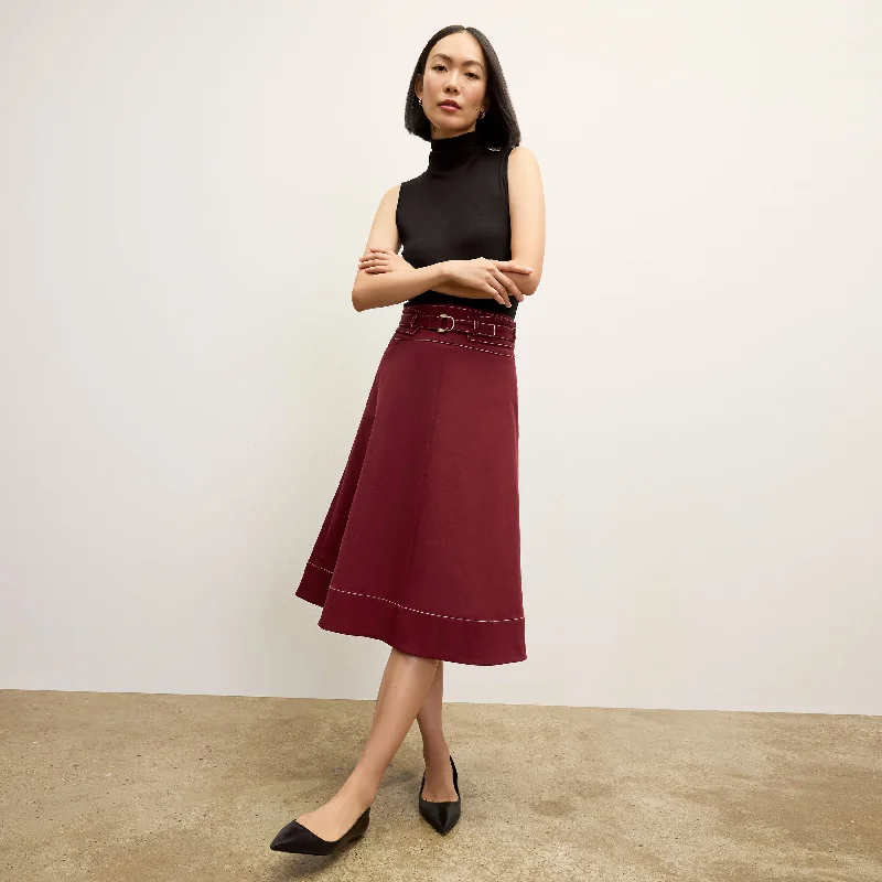 Bodhi Skirt - Contrast Stitch Eco Better Than Denim :: Berry Jam