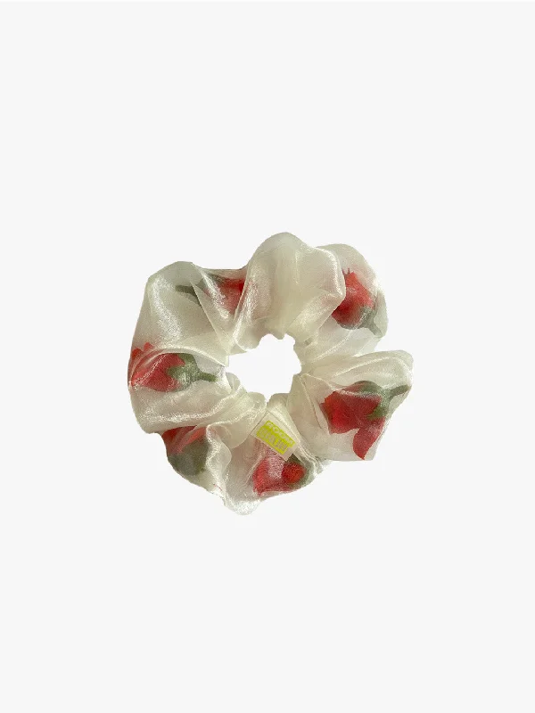 Flower Filled Mini Scrunchie - Red/White