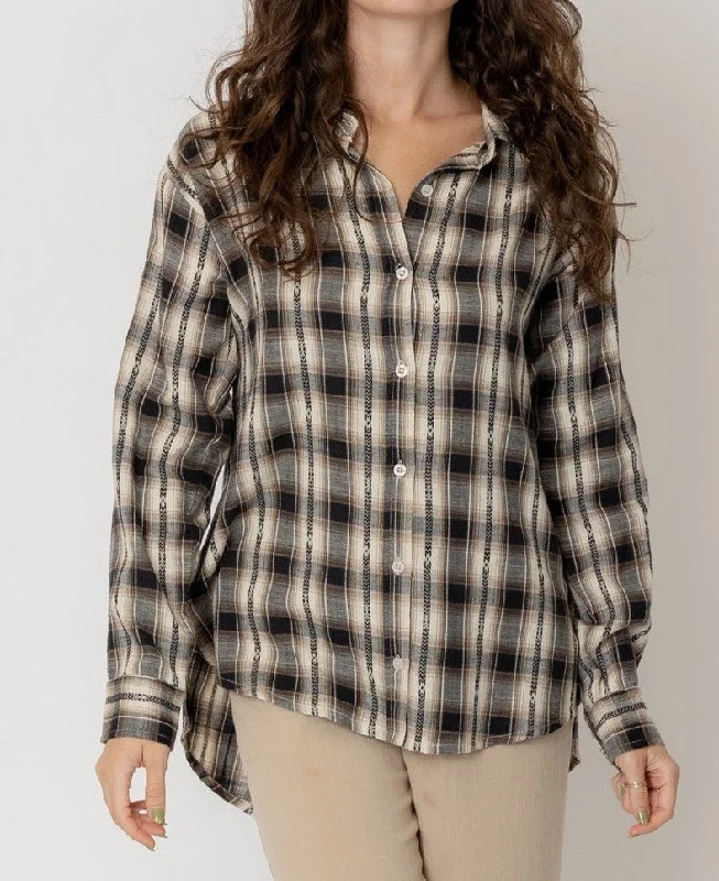 LUREX PLAID BUTTON UP SHIRT