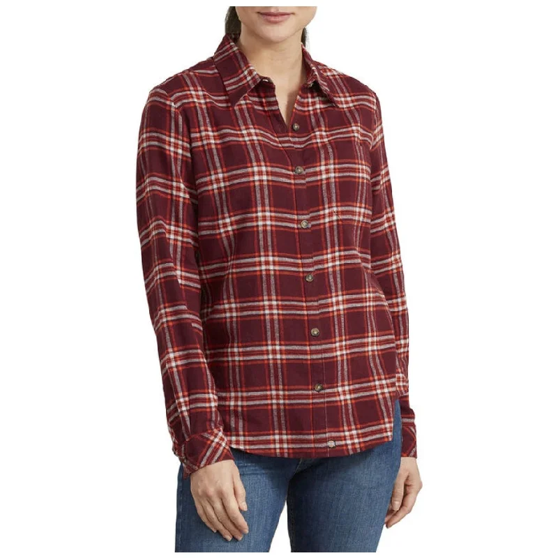 Women's Long Sleeve Plaid Flannel Work Shirt FL075 - Red