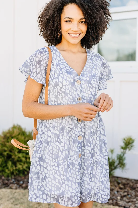 Blissful Days Gray Swiss Dot Dress