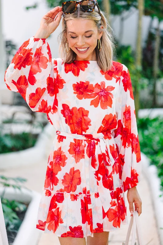 Build You Up Red Floral Dress