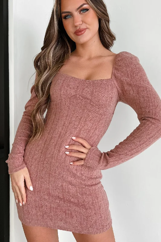 Certain Charm Long Sleeve Mini Dress (Mulberry)