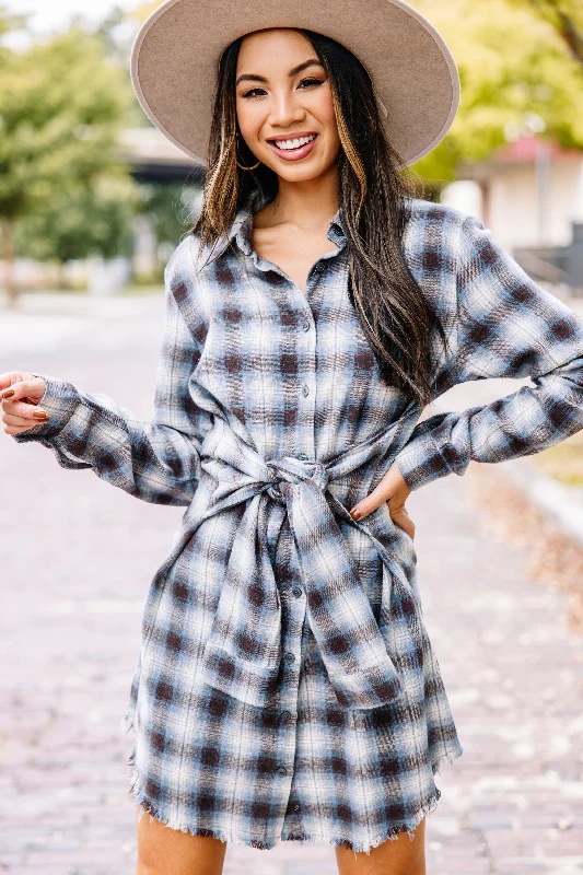 Dream Easy Blue Plaid Dress