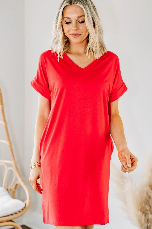 Everywhere You Go Ruby Red T-shirt Dress