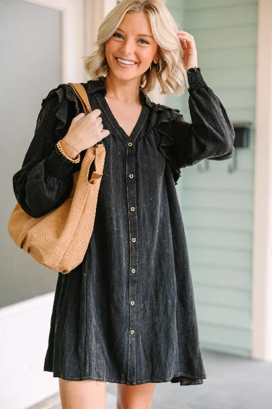 Feeling In Love Black Ruffled Dress