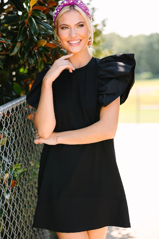 Get Ready Black Ruffled Dress